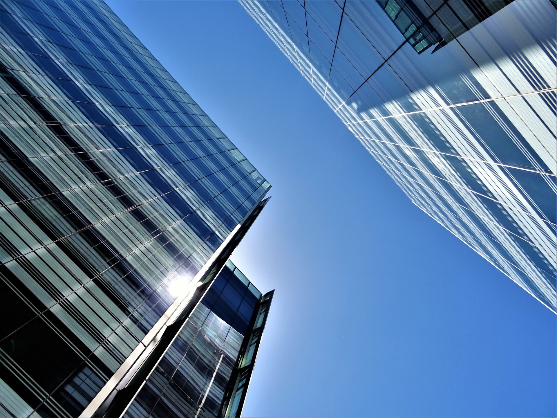 Office towers against the sky
